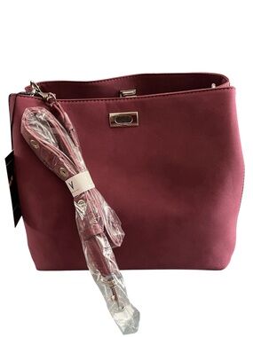 NWT Vanessa Williams Posh Hobo Bag Merlot Suede Crossbody Shoulder Purse